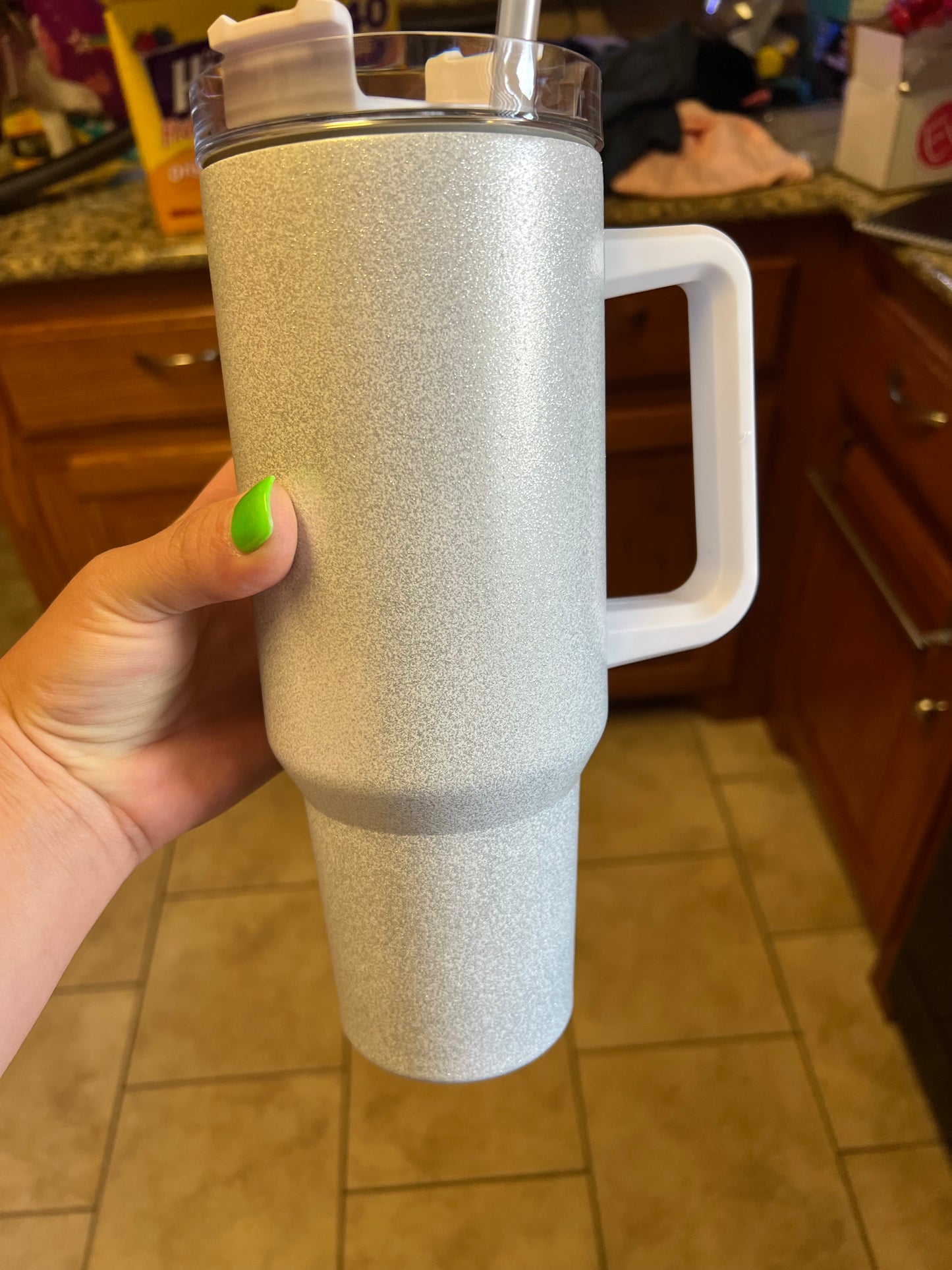 Custom Glitter 40 oz Sublimation Handle Cup