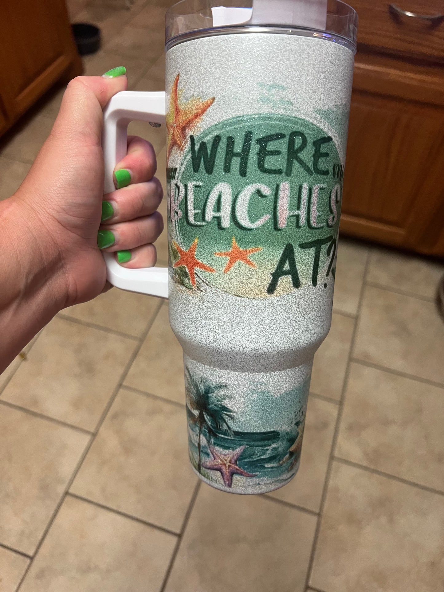 Custom Glitter 40 oz Sublimation Handle Cup
