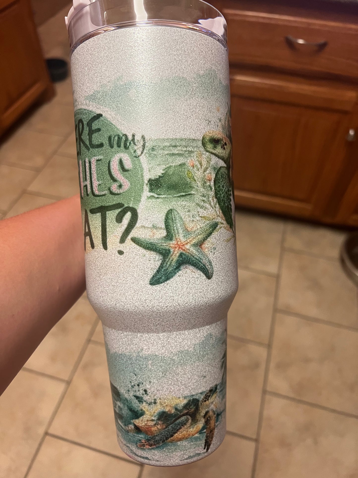 Custom Glitter 40 oz Sublimation Handle Cup